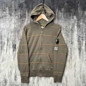 Billabong Bob Marley Hoodie Mens Medium Green Stripe Freedom Fighter Reggae Zip